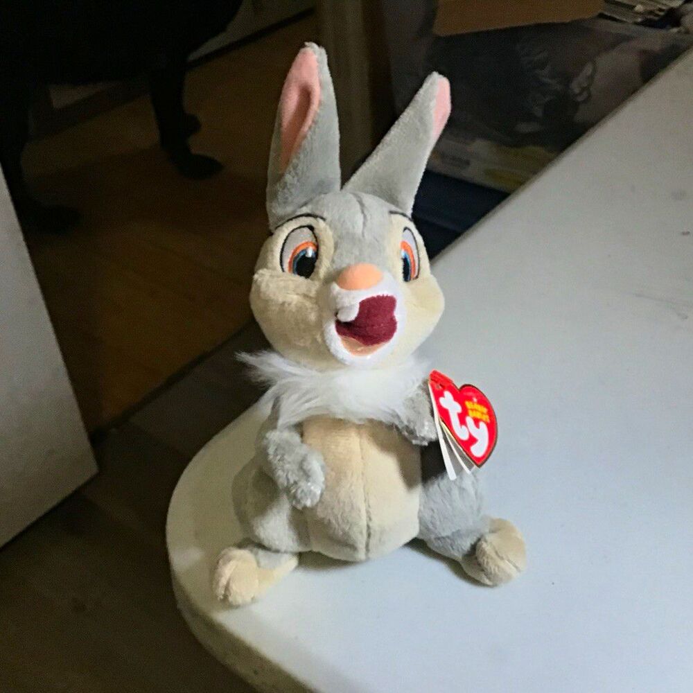 Disney Ty Beanie Babies Thumper Rabbit Plush Stuffed Animal Bambi 2015 Tag